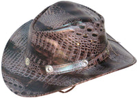 Genuine Leather Hat with Crocodile Design #2678
