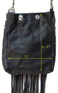 Genuine Cow Split Suede Leather Fringe Shoulder Mini Bag #7889