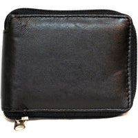 Genuine Leather Lambskin Zip Around Wallet- BLACK #4121