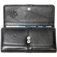 Genuine Lambskin Leather Ladies Wallet BLACK # 7295