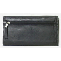 Genuine Lambskin Leather Ladies Medium Wallet BLACK # 7296