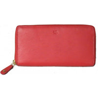 Genuine Cowhide Leather Ladies RFID Zip-Around Wallet #7553R