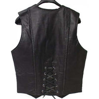Genuine Cowhide Leather Ladies Biker's Vest Black #9679